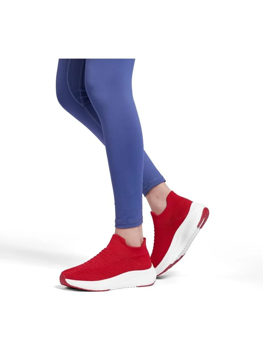 Women's Red Comfort Lightweight Sock Work Mesh Slip on Casual Sneaker Shoes